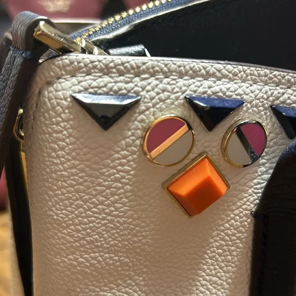 KATE SPADE MARGAUX JEWELED MEDIUM LEATHER PURSE White & Navy satchel/cro… - Picture 16 of 16